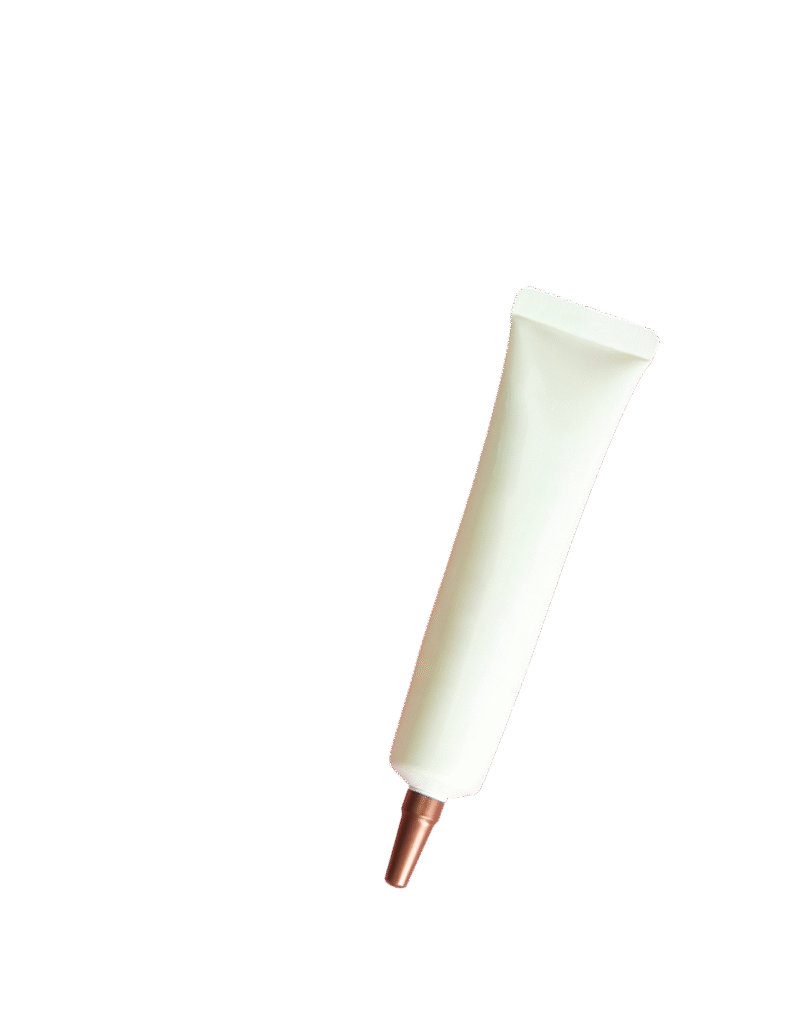 White topical cream or personal care product tube isolated against a dark background.